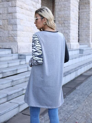 Shop Zebra Print Round Neck Long Sleeve T-Shirt Now On Klozey Store - Trendy U.S. Premium Women Apparel & Accessories And Be Up-To-Fashion!
