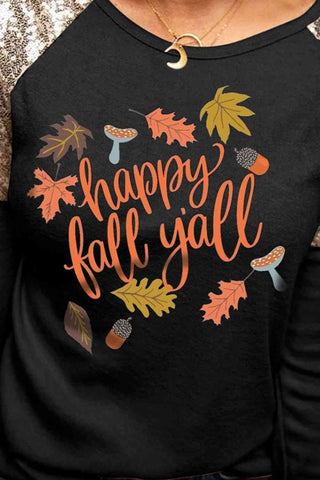 Shop HAPPY FALL Y'ALL Graphic Sequin T-Shirt Now On Klozey Store - Trendy U.S. Premium Women Apparel & Accessories And Be Up-To-Fashion!