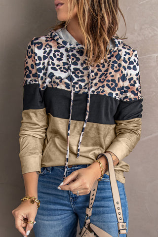 Shop Leopard Color Block Hoodie Now On Klozey Store - Trendy U.S. Premium Women Apparel & Accessories And Be Up-To-Fashion!