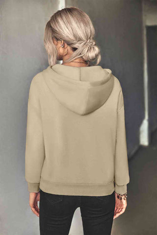 Shop Half-Zip Drawstring Hoodie Now On Klozey Store - Trendy U.S. Premium Women Apparel & Accessories And Be Up-To-Fashion!
