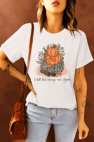 Shop Short Sleeve Round Neck Pumpkin Graphic Tee Now On Klozey Store - Trendy U.S. Premium Women Apparel & Accessories And Be Up-To-Fashion!