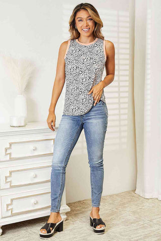 Shop Double Take Printed Round Neck Tank Now On Klozey Store - Trendy U.S. Premium Women Apparel & Accessories And Be Up-To-Fashion!