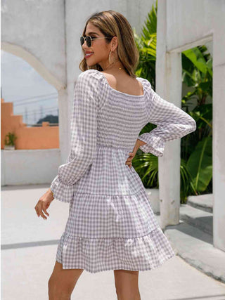 Shop Plaid Flounce Sleeve Mini Dress Now On Klozey Store - Trendy U.S. Premium Women Apparel & Accessories And Be Up-To-Fashion!