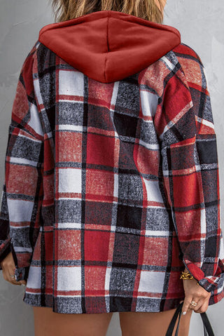 Shop Plus Size Plaid Button Up Hooded Jacket Now On Klozey Store - U.S. Fashion And Be Up-To-Fashion!