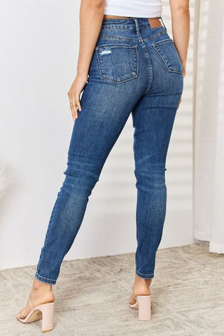 Shop Judy Blue Full Size High Waist Distressed Slim Jeans Now On Klozey Store - Trendy U.S. Premium Women Apparel & Accessories And Be Up-To-Fashion!