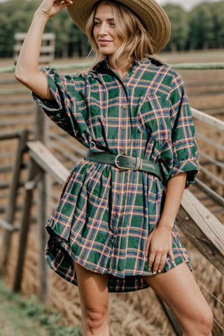 Shop Plaid Button Up Collared Neck Shirt Dress Now On Klozey Store - Trendy U.S. Premium Women Apparel & Accessories And Be Up-To-Fashion!
