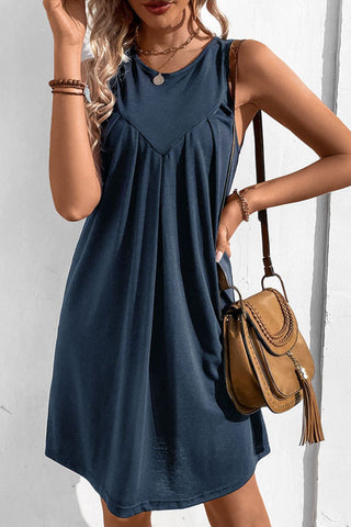 Shop Round Neck Sleeveless Mini Dress Now On Klozey Store - Trendy U.S. Premium Women Apparel & Accessories And Be Up-To-Fashion!