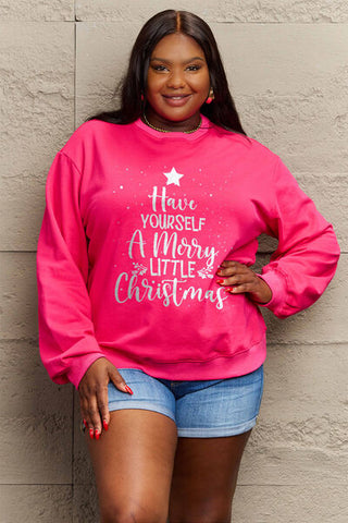 Shop Simply Love Full Size HAVE YOURSELF A MERRY LITTLE CHRISTMAS Round Neck Sweatshirt Now On Klozey Store - Trendy U.S. Premium Women Apparel & Accessories And Be Up-To-Fashion!
