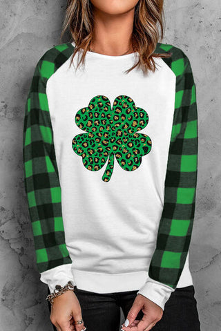 Shop Lucky Clover Round Neck Long Sleeve T-Shirt Now On Klozey Store - Trendy U.S. Premium Women Apparel & Accessories And Be Up-To-Fashion!