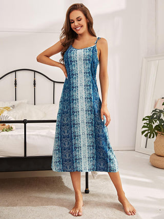 Shop Printed Tie Shoulder Midi Night Dress Now On Klozey Store - U.S. Fashion And Be Up-To-Fashion!