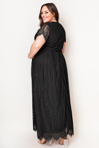 Shop V-Neck Short Sleeve Lace Maxi Dress Now On Klozey Store - Trendy U.S. Premium Women Apparel & Accessories And Be Up-To-Fashion!