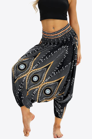 Shop Printed Smocked Waist Harem Pants Now On Klozey Store - Trendy U.S. Premium Women Apparel & Accessories And Be Up-To-Fashion!