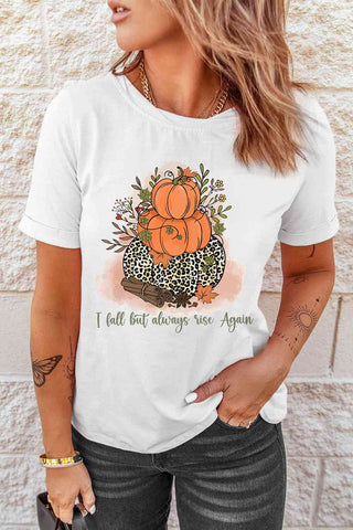 Shop Short Sleeve Round Neck Pumpkin Graphic Tee Now On Klozey Store - Trendy U.S. Premium Women Apparel & Accessories And Be Up-To-Fashion!