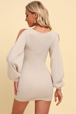 Shop Square Neck Split Sleeve Mini Dress Now On Klozey Store - Trendy U.S. Premium Women Apparel & Accessories And Be Up-To-Fashion!
