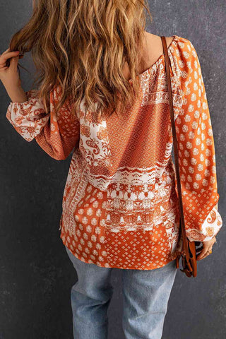 Shop Bohemian Tie-Neck Balloon Sleeve Blouse Now On Klozey Store - U.S. Fashion And Be Up-To-Fashion!