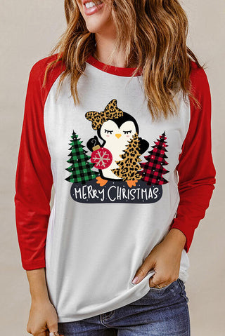 Shop MERRY CHRISTMAS Penguin Round Neck Long Sleeve T-Shirt Now On Klozey Store - Trendy U.S. Premium Women Apparel & Accessories And Be Up-To-Fashion!