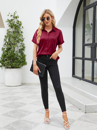 Shop Button Up Short Sleeve Shirt Now On Klozey Store - Trendy U.S. Premium Women Apparel & Accessories And Be Up-To-Fashion!