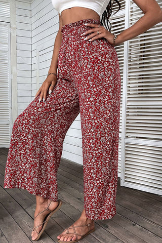 Shop Ditsy Floral Slit Paperbag Waist Wide Leg Pants Now On Klozey Store - Trendy U.S. Premium Women Apparel & Accessories And Be Up-To-Fashion!