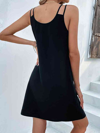 Shop Double-Strap V-Neck Dress Now On Klozey Store - Trendy U.S. Premium Women Apparel & Accessories And Be Up-To-Fashion!