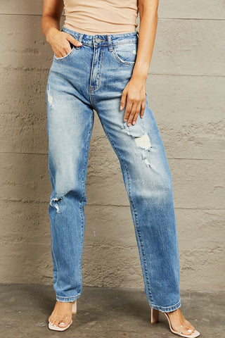 Shop BAYEAS High Waisted Straight Jeans Now On Klozey Store - Trendy U.S. Premium Women Apparel & Accessories And Be Up-To-Fashion!