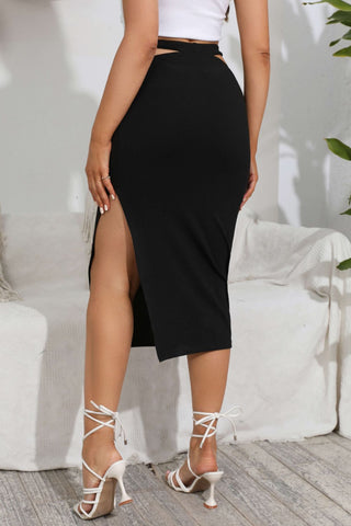 Shop Cutout Slit Midi Skirt Now On Klozey Store - Trendy U.S. Premium Women Apparel & Accessories And Be Up-To-Fashion!