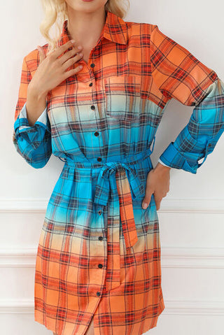 Shop Plaid Button Up Tie-Waist Dress Now On Klozey Store - Trendy U.S. Premium Women Apparel & Accessories And Be Up-To-Fashion!