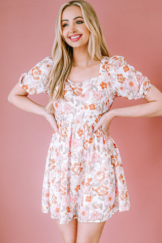 Shop Floral Tie-Back Puff Sleeve Dress Now On Klozey Store - U.S. Fashion And Be Up-To-Fashion!