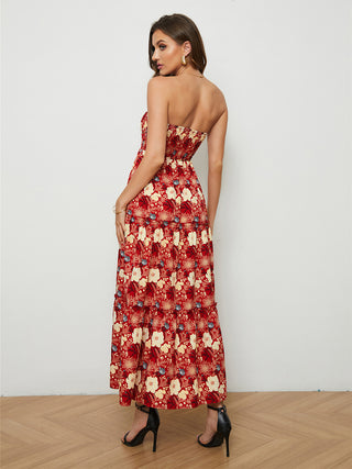 Shop Floral Strapless Low-Back Dress Now On Klozey Store - Trendy U.S. Premium Women Apparel & Accessories And Be Up-To-Fashion!