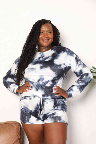 Shop Double Take Tie-Dye Round Neck Top and Shorts Lounge Set Now On Klozey Store - Trendy U.S. Premium Women Apparel & Accessories And Be Up-To-Fashion!