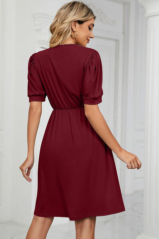 Shop V-Neck Puff Sleeve Dress Now On Klozey Store - U.S. Fashion And Be Up-To-Fashion!