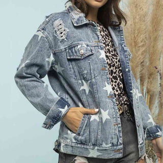 Shop Star Distressed Denim Shacket Now On Klozey Store - U.S. Fashion And Be Up-To-Fashion!