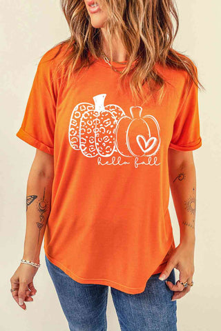 Shop HELLO FALL Pumpkin Graphic T-Shirt Now On Klozey Store - Trendy U.S. Premium Women Apparel & Accessories And Be Up-To-Fashion!